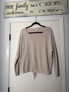 Barefoot Dreams Off-the-Shoulder Sweater in Light Beige